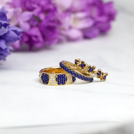 3 Pc Blue Stone Ring